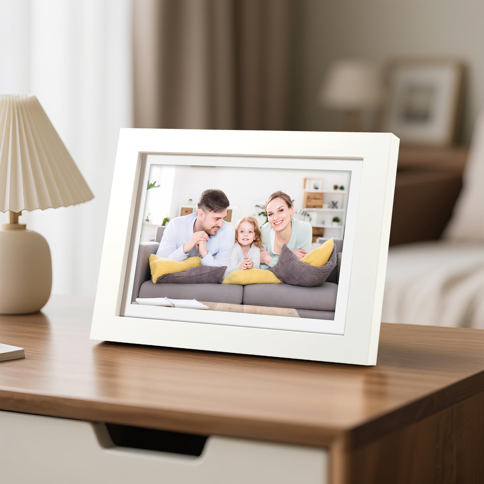 Picture Frames 5x7 2 Pack Made of Solid Wood White for Wall Mounting and Tabletop Display